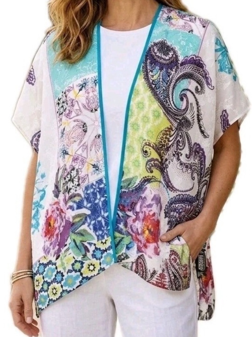Chico’s kimono size S/M patchwork style boho Corpcore indie resort wear summer